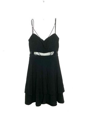 < Honey & Rosie Strappy Black Fit & Flare Open Back Mini Dress >